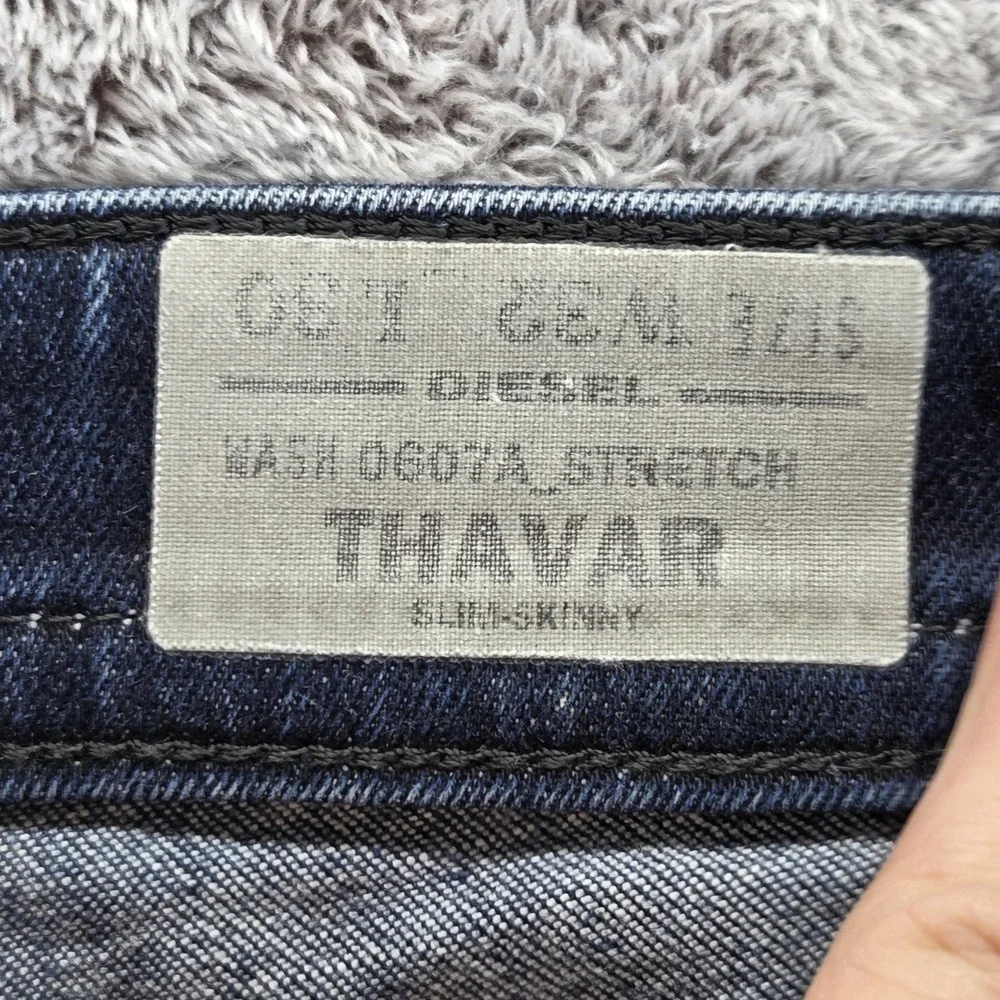 Diesel Jeans Mens 32x30 Blue Thavar Slim Skinny Dark Wash Stretch 0607A